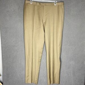 Canali Tessuto 100% Wool Dress Pants Men's 40x34 Brown Flat Front Italy Ribbed